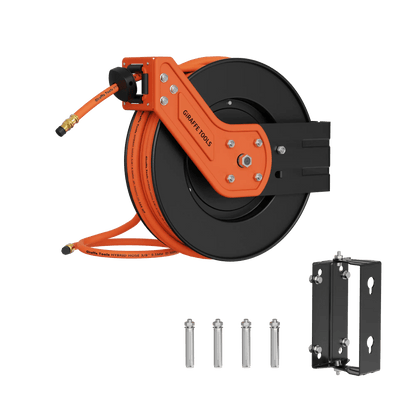 Retractable Air Hose Reel-Alloy Steel Reel-3/8in 25ft-50ft - Get it from Bo
