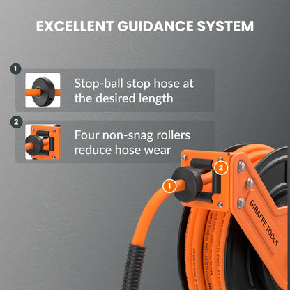 Retractable Air Hose Reel-Alloy Steel Reel-3/8in 25ft-50ft - Get it from Bo