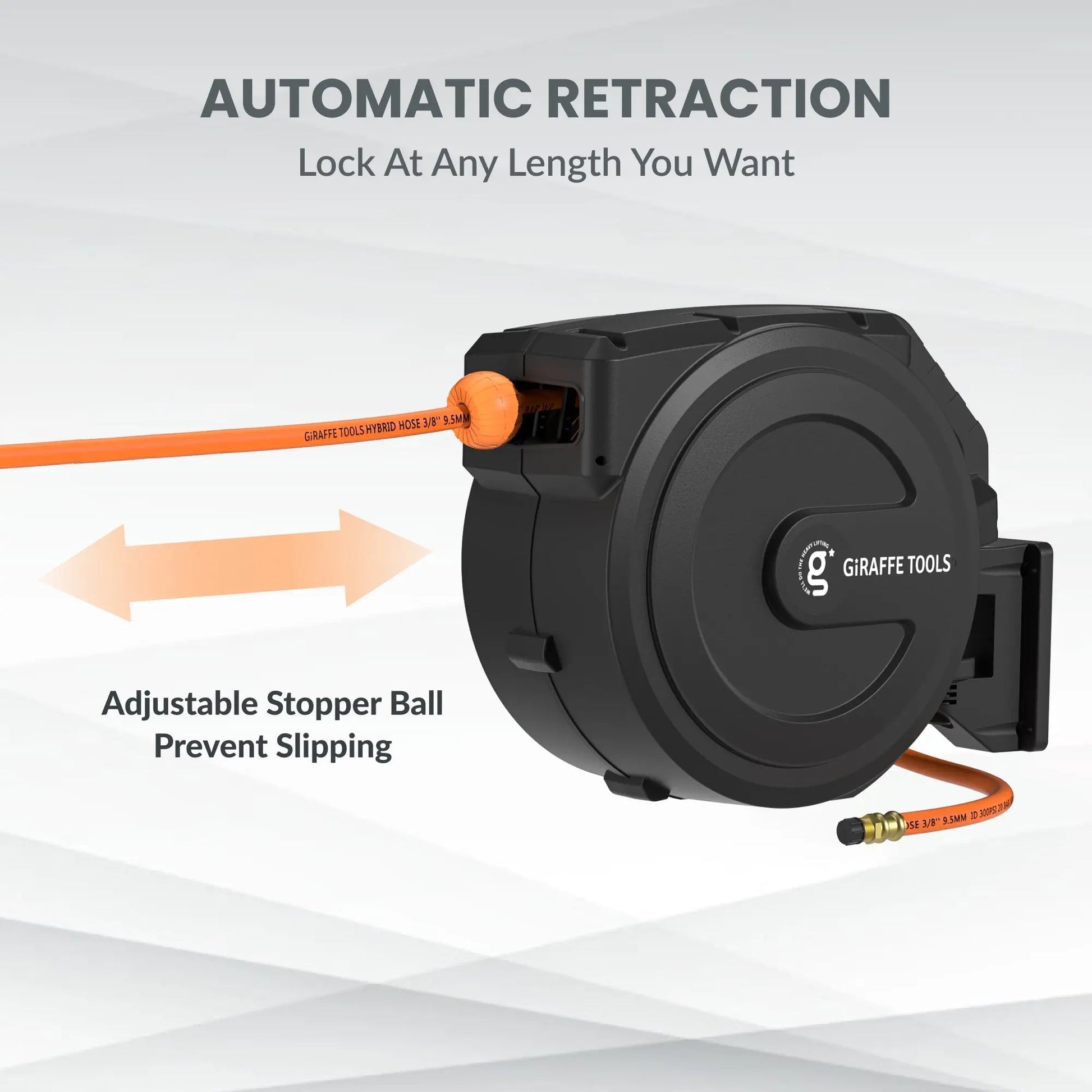 Retractable Air Hose Reel-PP Housing-3/8in-50ft - Get it from Bo