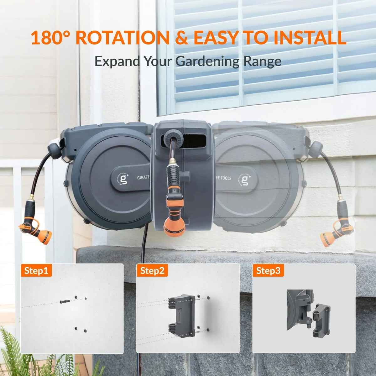 Retractable Garden Hose Reel-1/2in-100ft - Get it from Bo