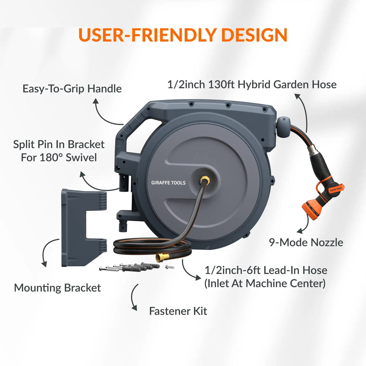 Retractable Garden Hose Reel-1/2in-130ft - Get it from Bo