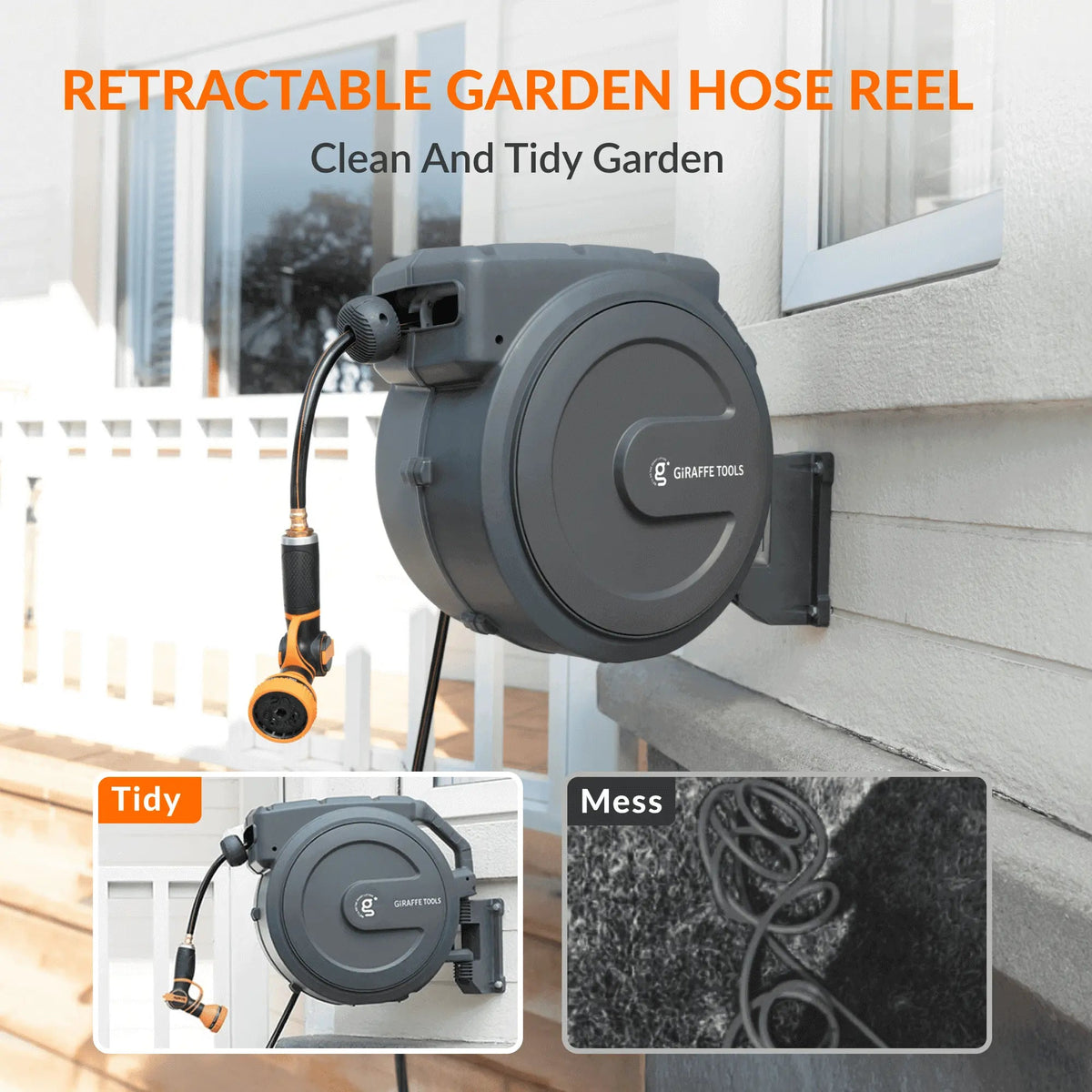 Retractable Garden Hose Reel-1/2in-155ft - Get it from Bo
