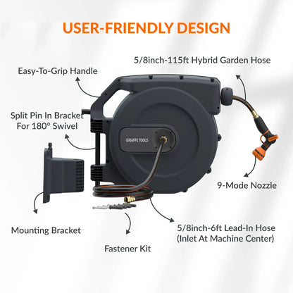 Retractable Garden Hose Reel-5/8 in-115ft - Get it from Bo