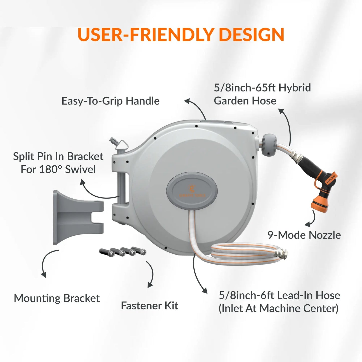 Retractable Garden Hose Reel-5/8 in-65ft - Get it from Bo