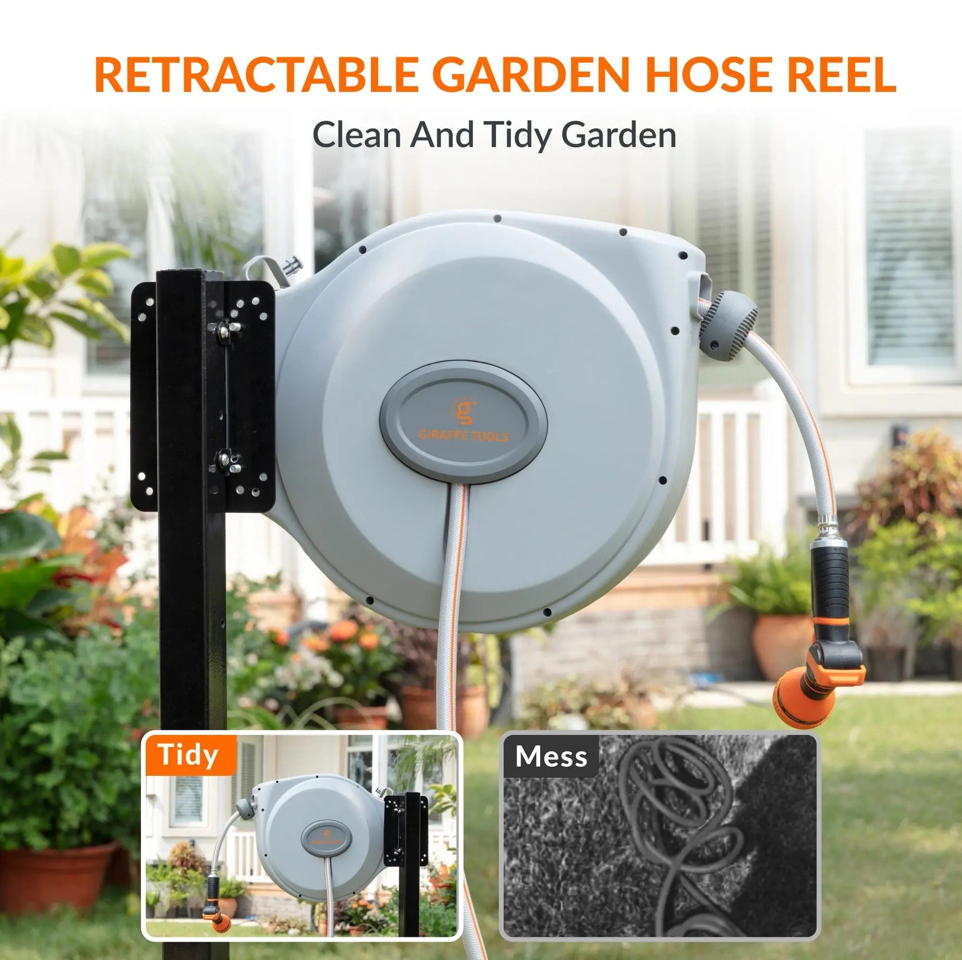 Retractable Garden Hose Reel-5/8 in-65ft - Get it from Bo