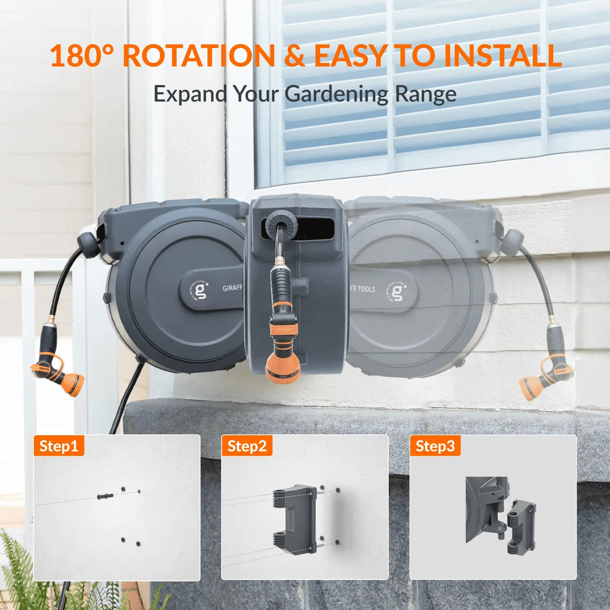 Retractable Garden Hose Reel-5/8in-90ft - Get it from Bo