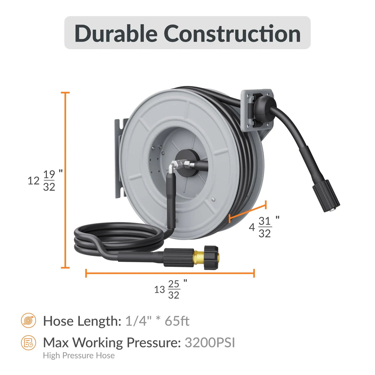 Retractable Pressure Hose Reel-1/4in - Get it from Bo