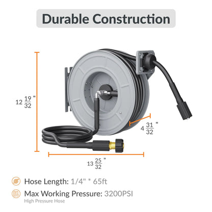 Retractable Pressure Hose Reel-1/4in - Get it from Bo