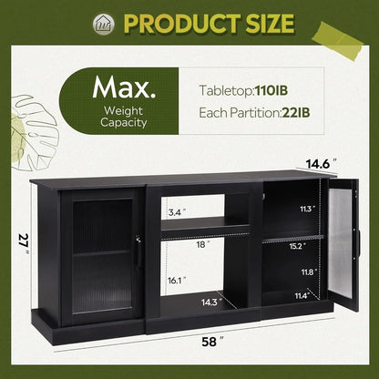 Retro TV Stand For 65 Inch TV With Storage And Open Shelves Black - Get it from Bo