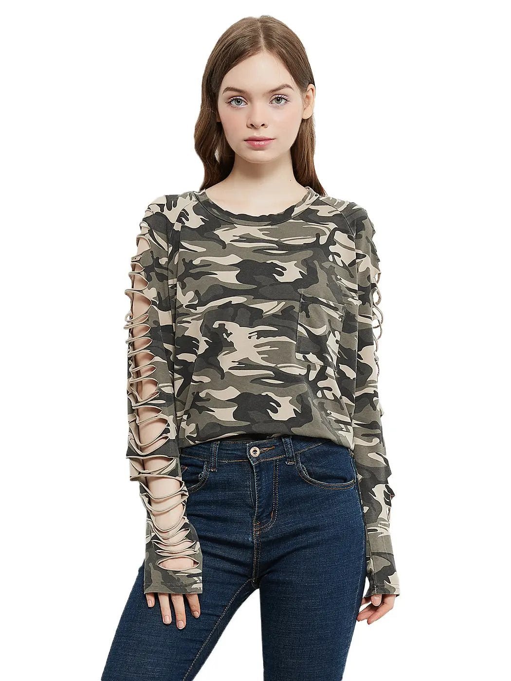 Ripped Long-Sleeve Pullover Top - Get it from Bo