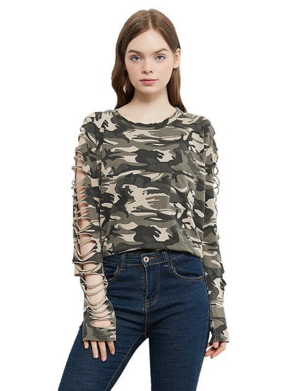 Ripped Long-Sleeve Pullover Top - Get it from Bo