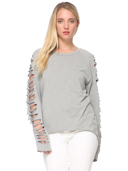 Ripped Long-Sleeve Pullover Top - Get it from Bo