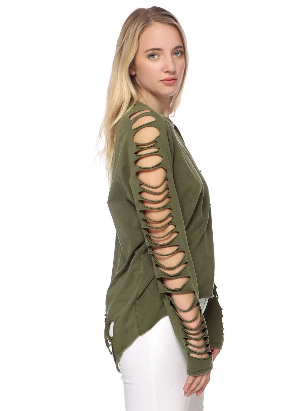 Ripped Long-Sleeve Pullover Top - Get it from Bo