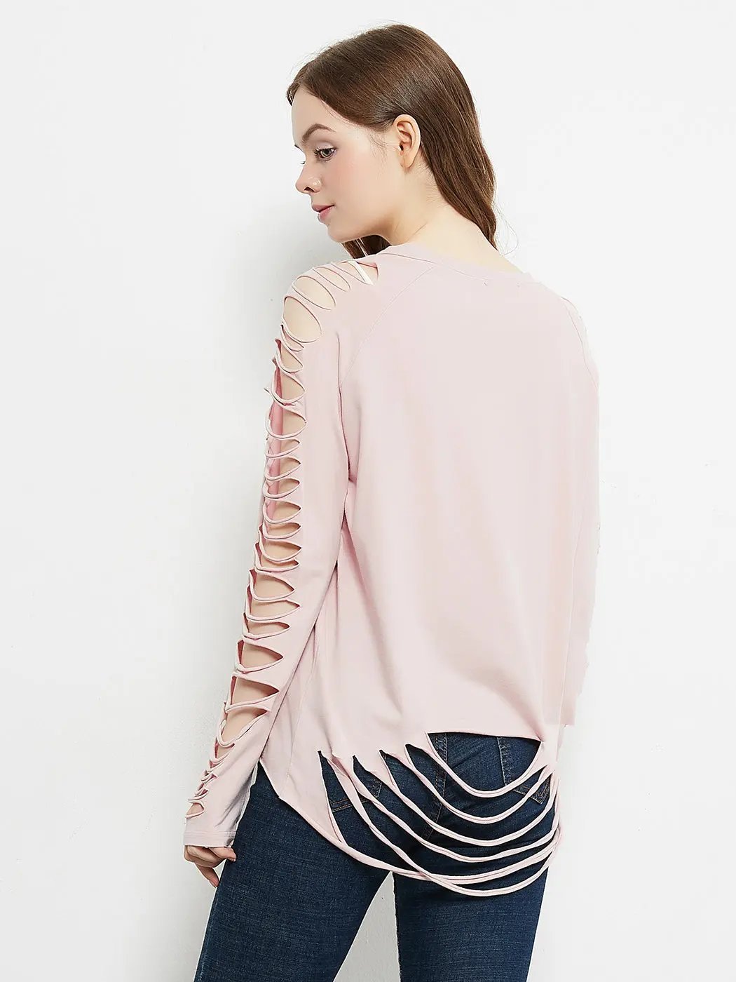 Ripped Long-Sleeve Pullover Top - Get it from Bo