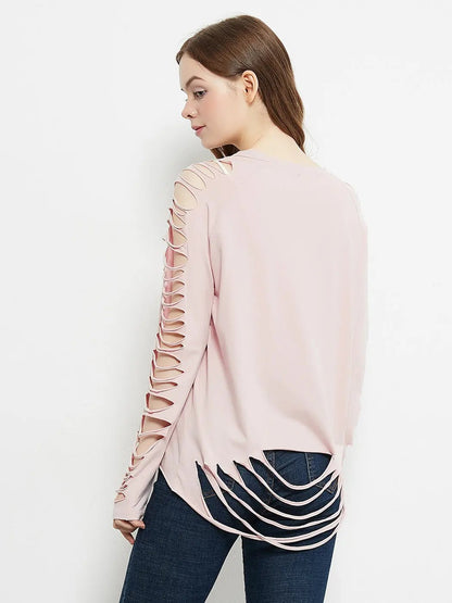 Ripped Long-Sleeve Pullover Top - Get it from Bo