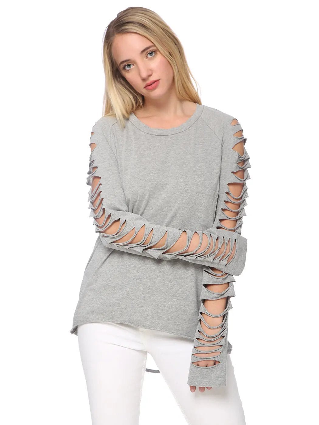 Ripped Long-Sleeve Pullover Top - Get it from Bo