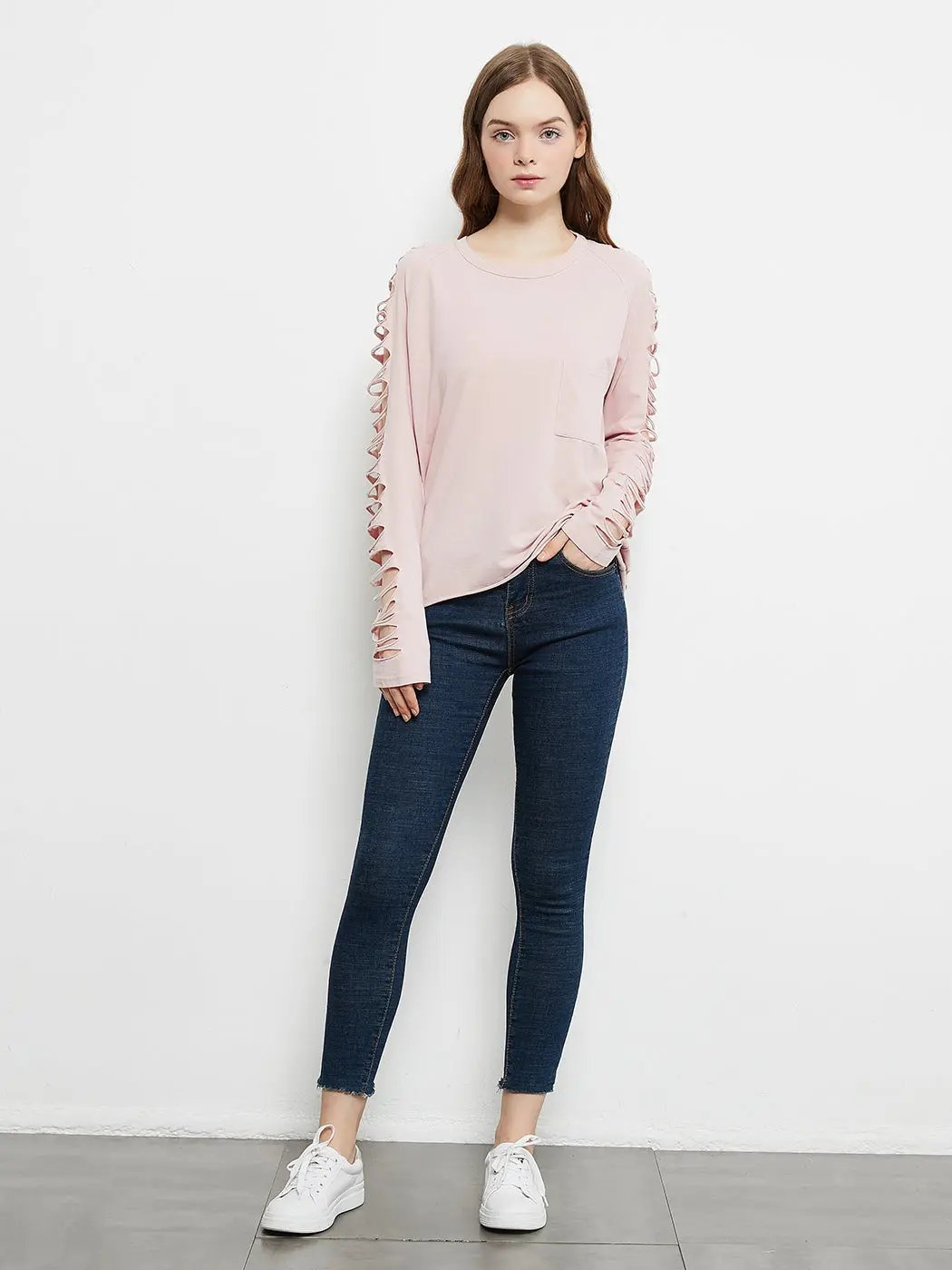 Ripped Long-Sleeve Pullover Top - Get it from Bo