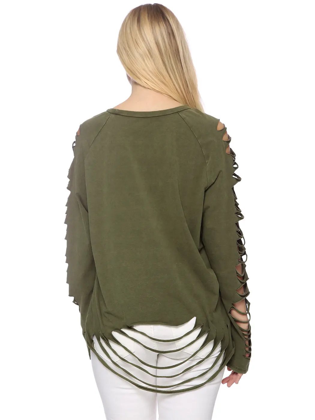 Ripped Long-Sleeve Pullover Top - Get it from Bo