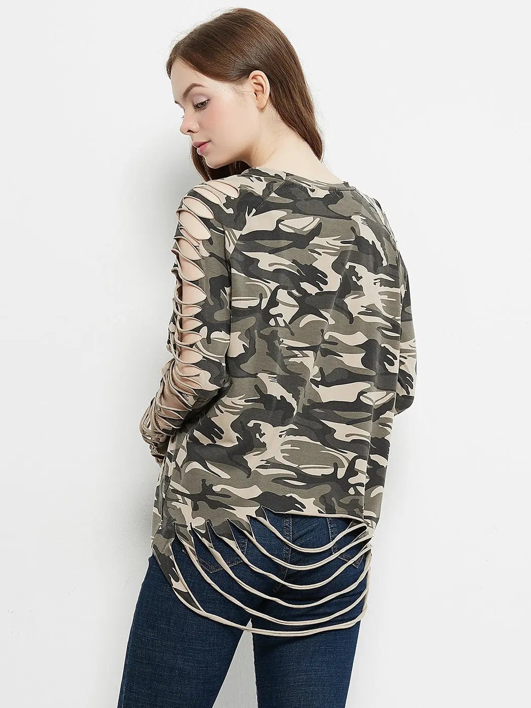 Ripped Long-Sleeve Pullover Top - Get it from Bo