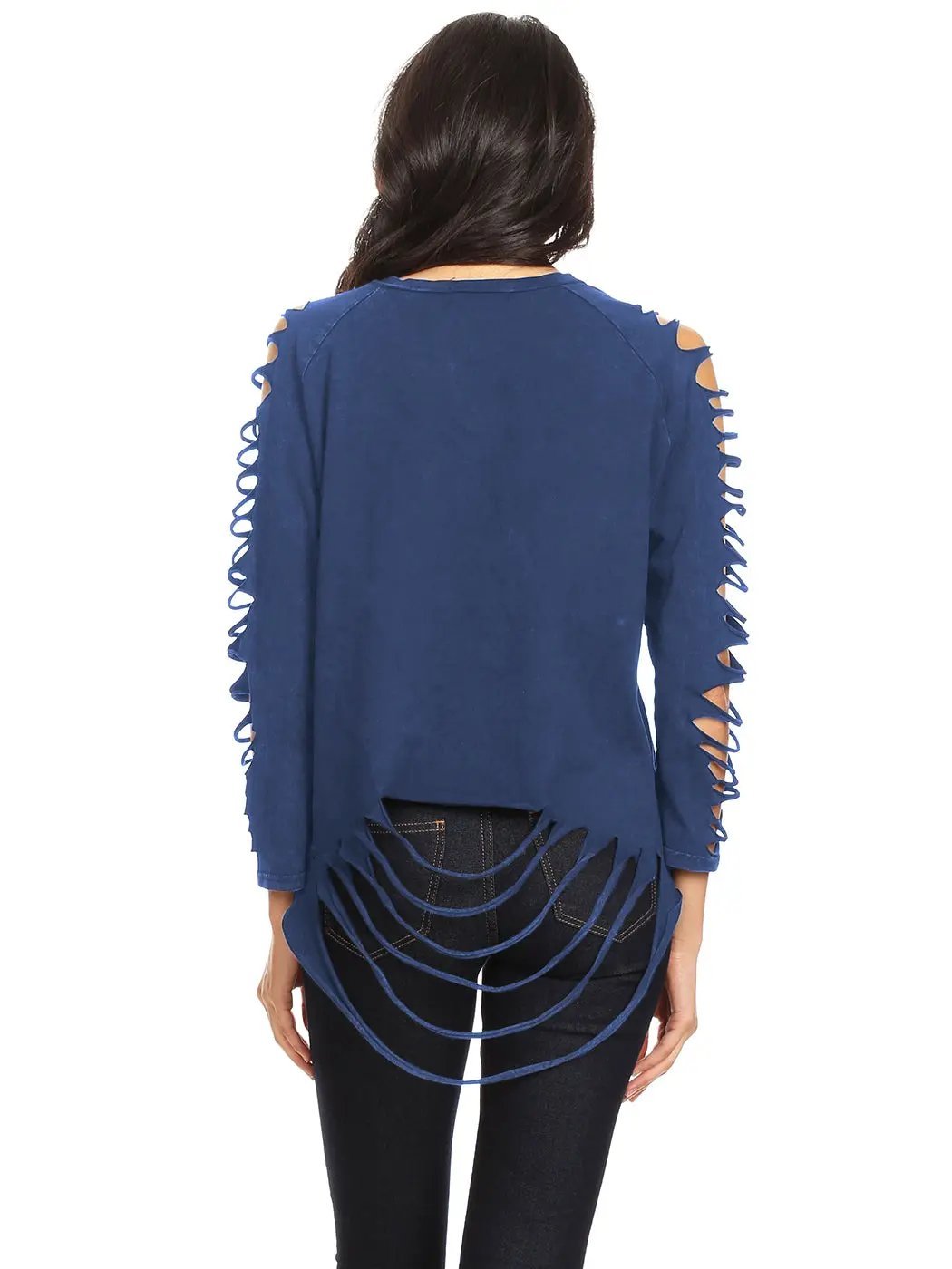 Ripped Long-Sleeve Pullover Top - Get it from Bo