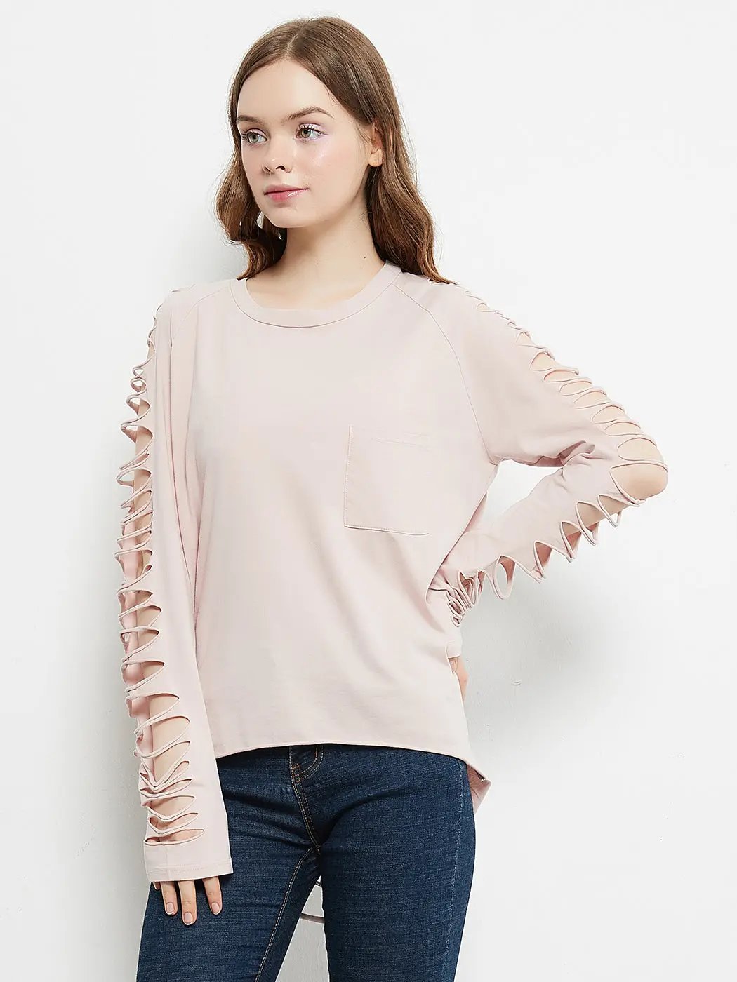 Ripped Long-Sleeve Pullover Top - Get it from Bo