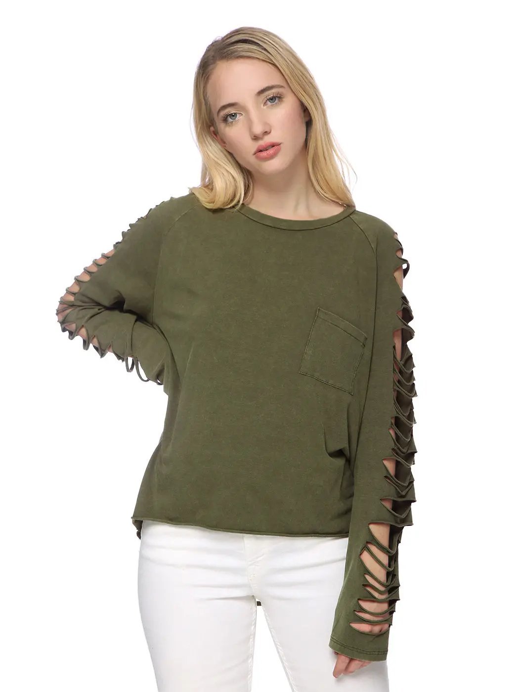Ripped Long-Sleeve Pullover Top - Get it from Bo