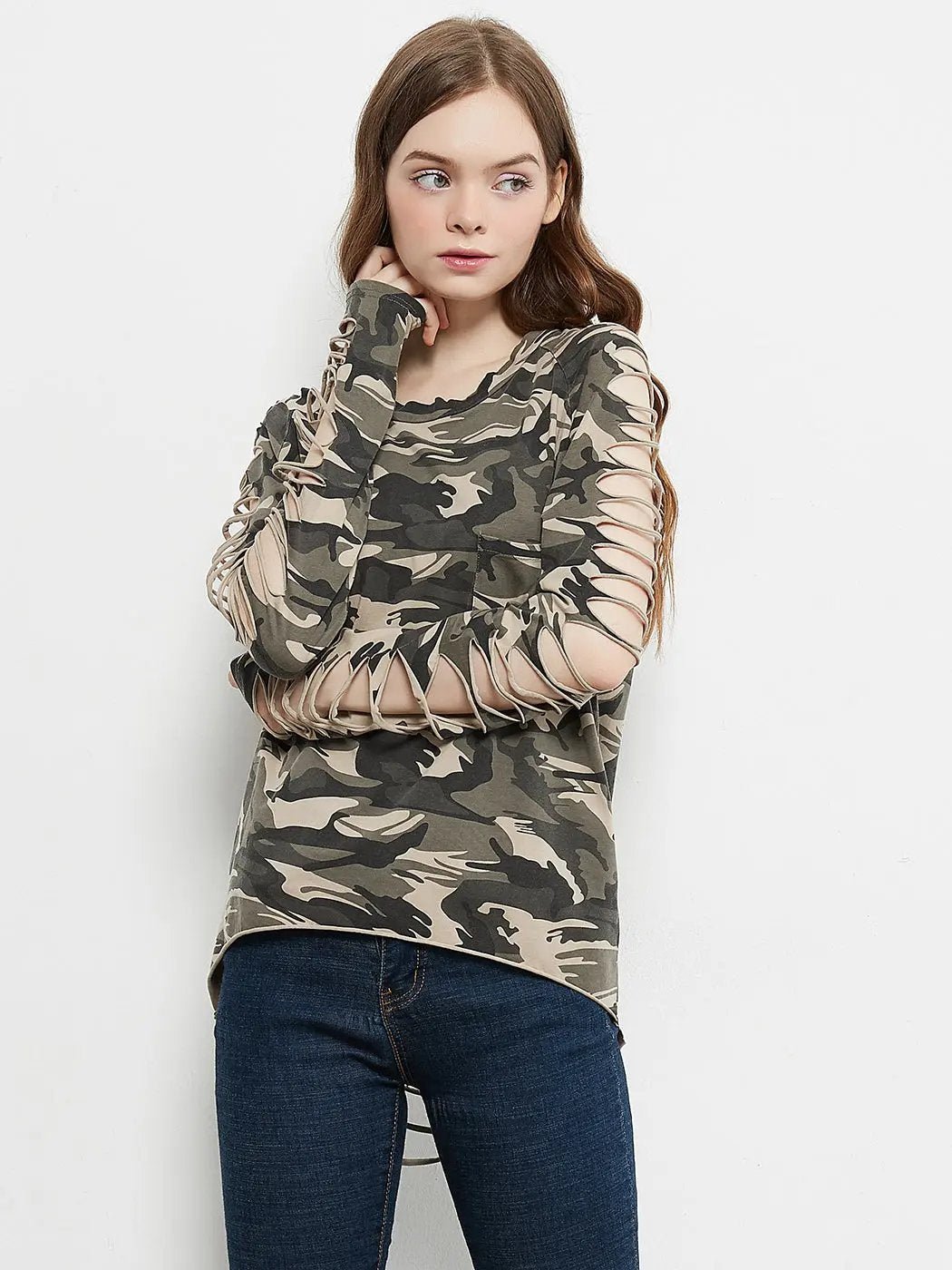 Ripped Long-Sleeve Pullover Top - Get it from Bo