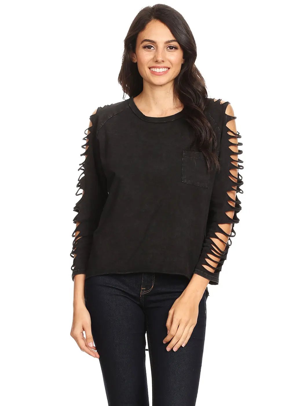 Ripped Long-Sleeve Pullover Top - Get it from Bo