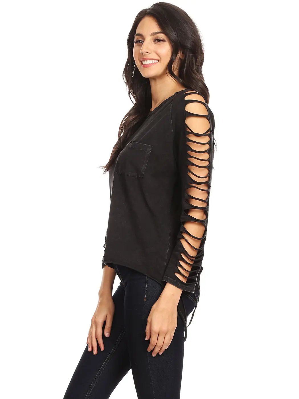 Ripped Long-Sleeve Pullover Top - Get it from Bo