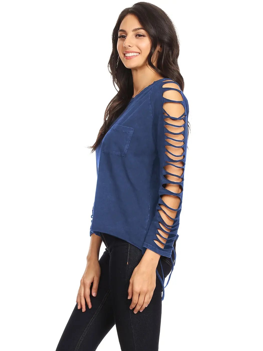 Ripped Long-Sleeve Pullover Top - Get it from Bo