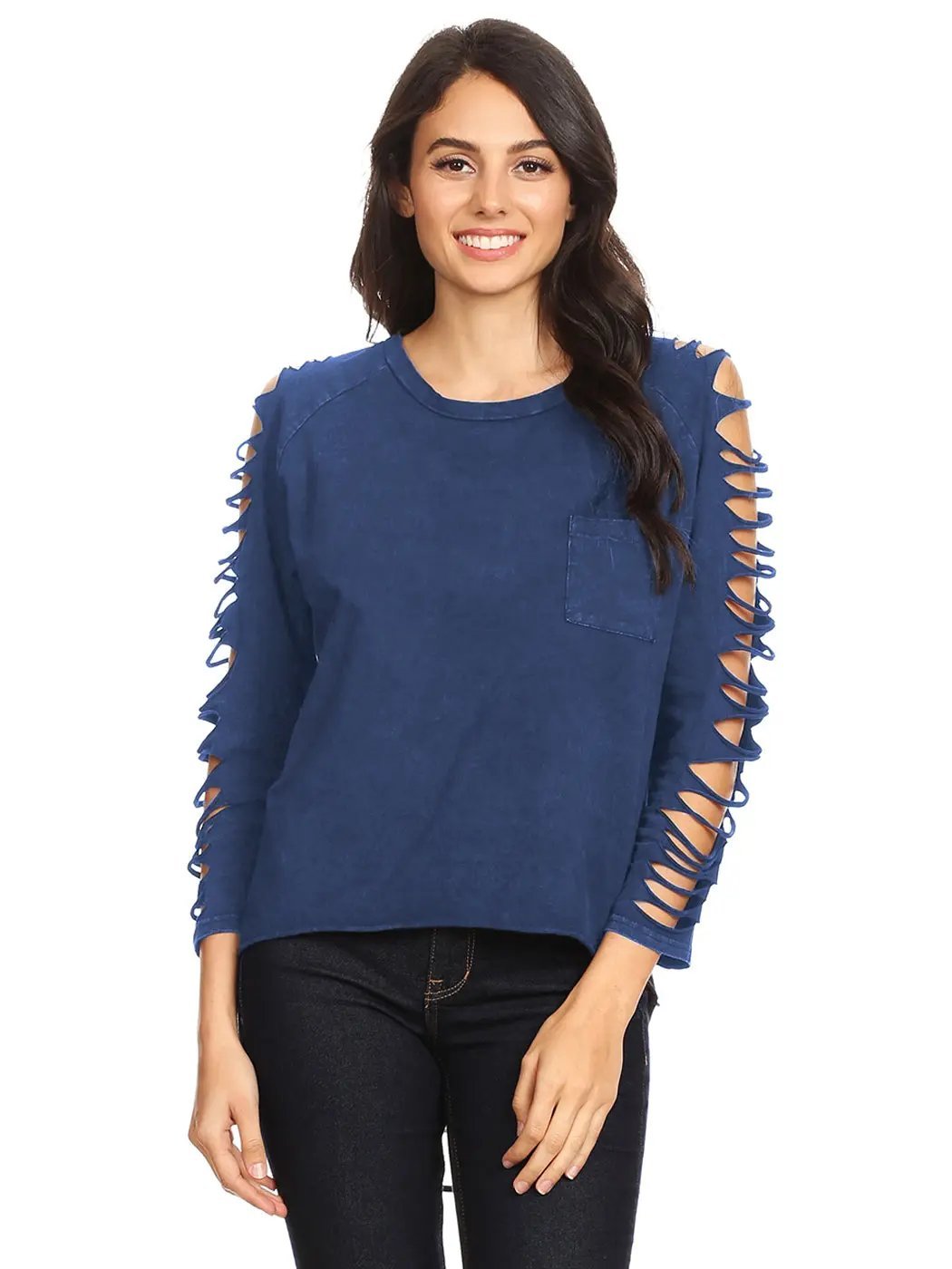 Ripped Long-Sleeve Pullover Top - Get it from Bo