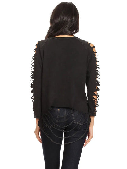 Ripped Long-Sleeve Pullover Top - Get it from Bo