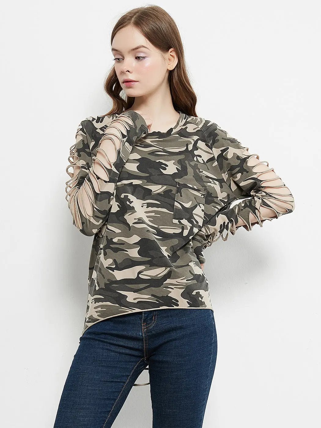 Ripped Long-Sleeve Pullover Top - Get it from Bo