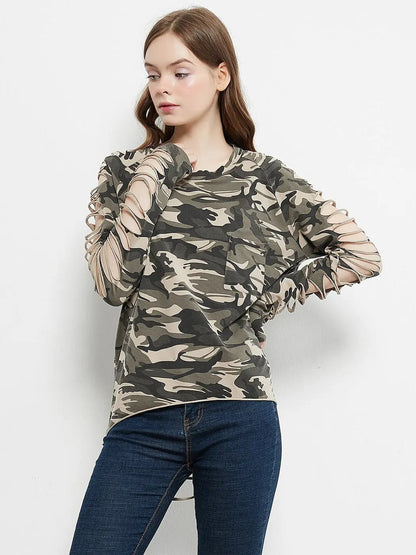 Ripped Long-Sleeve Pullover Top - Get it from Bo