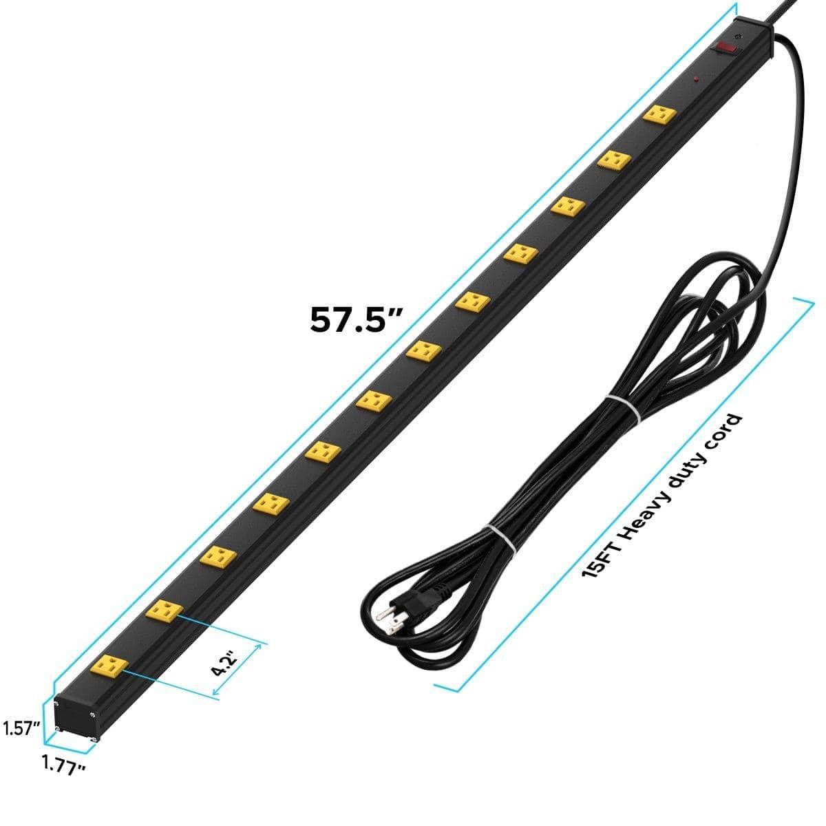 CRST 4.2" Wide Spaced 12 Outlets Mountable Metal Power Strip Surge Protector, 15FT Power Cord, Mounting Brackets Included - Get it from Bo