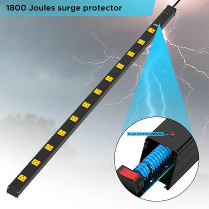 CRST 4.2" Wide Spaced 12 Outlets Mountable Metal Power Strip Surge Protector, 15FT Power Cord, Mounting Brackets Included - Get it from Bo
