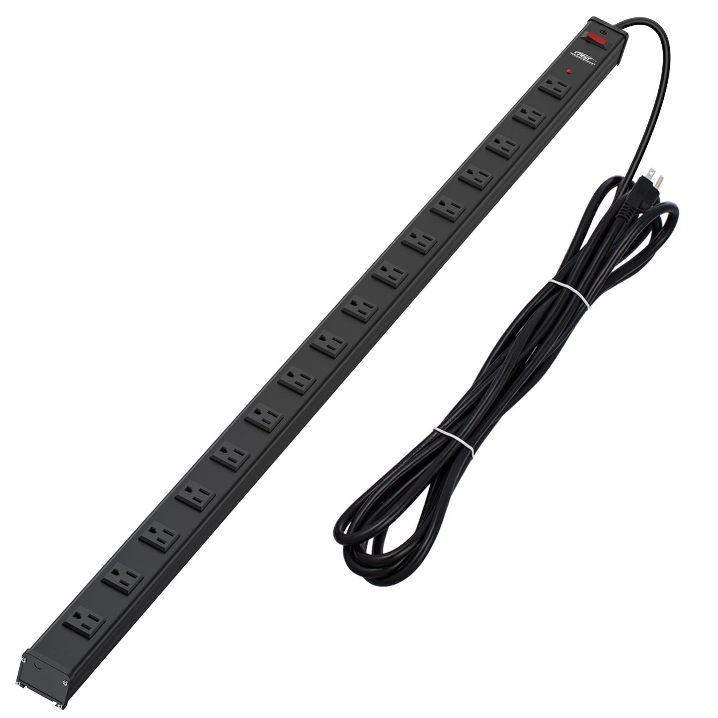 CRST 2.6" Wide Space 16 Outlets Mountable Metal Power Strip Surge Protector, Optional 15FT/6FT Power Cord, Mounting Brackets Included - Get it from Bo
