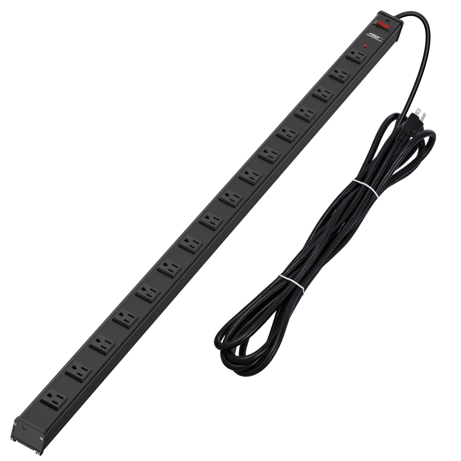 CRST 2.6" Wide Space 16 Outlets Mountable Metal Power Strip Surge Protector, Optional 15FT/6FT Power Cord, Mounting Brackets Included - Get it from Bo