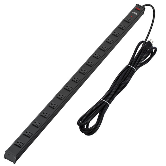 CRST 2.6" Wide Space 16 Outlets Mountable Metal Power Strip Surge Protector, Optional 15FT/6FT Power Cord, Mounting Brackets Included - Get it from Bo