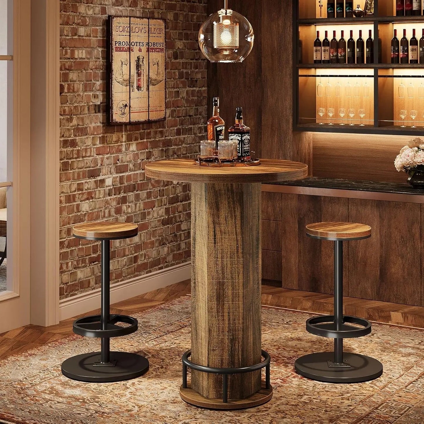 Round Bar Table With Chairs Matte Black Powder coated - Get it from Bo