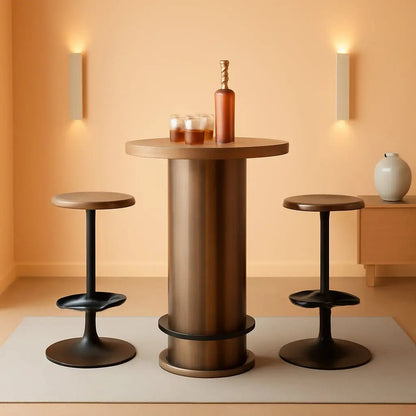 Round Bar Table With Chairs Matte Black Powder coated - Get it from Bo