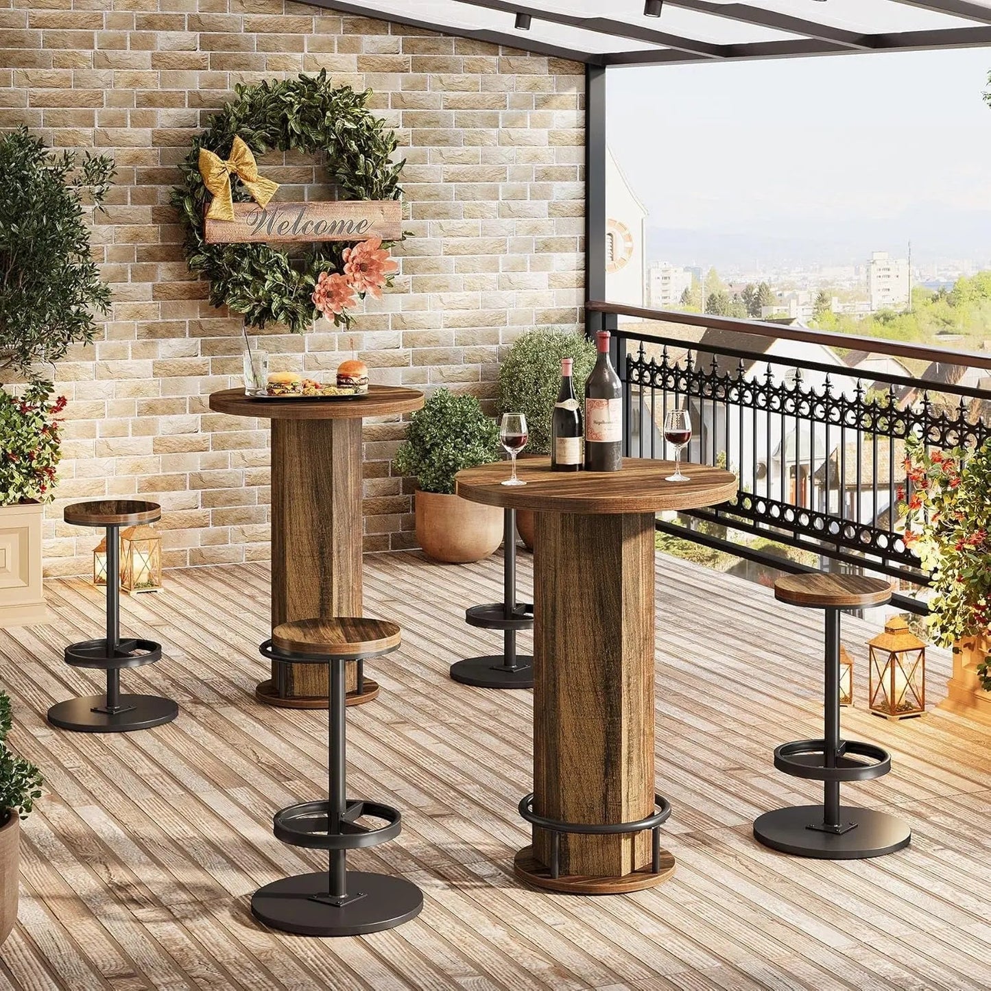 Round Bar Table With Chairs Matte Black Powder coated - Get it from Bo