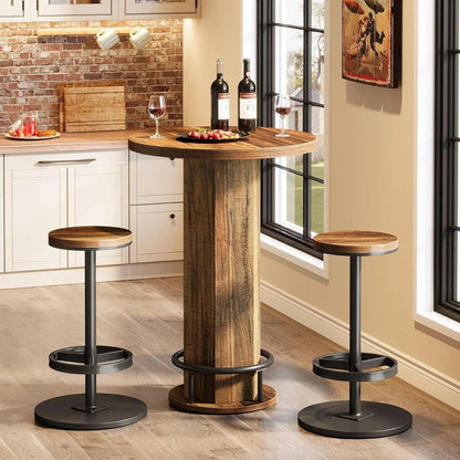 Round Bar Table With Chairs Matte Black Powder coated - Get it from Bo