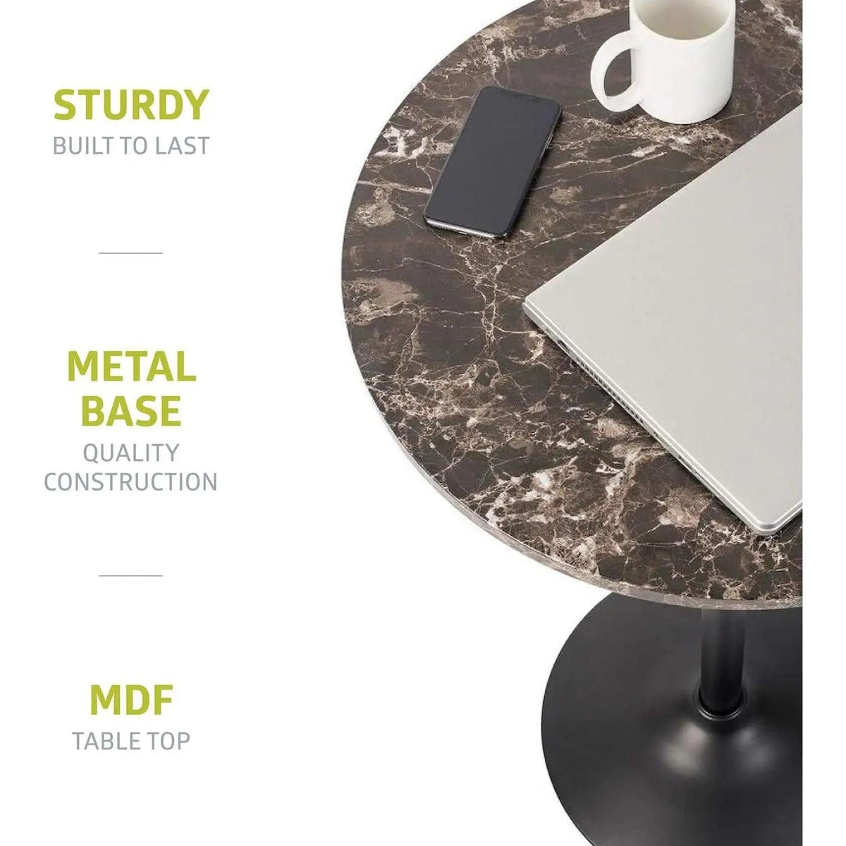 Round Bar Table With Faux Marble Top And Metal Base - Get it from Bo