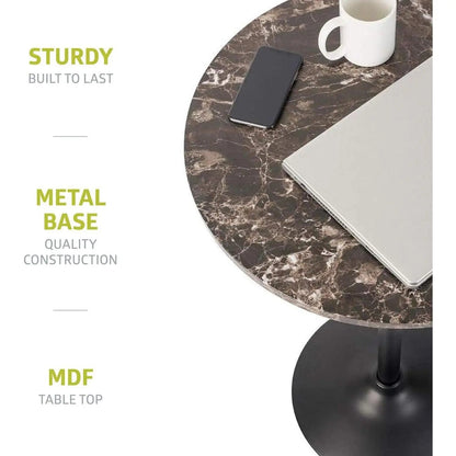 Round Bar Table With Faux Marble Top And Metal Base - Get it from Bo