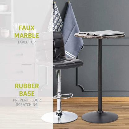 Round Bar Table With Faux Marble Top And Metal Base - Get it from Bo