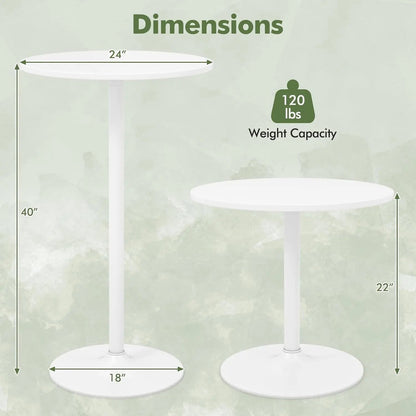 Round Height-Adjustable White Bistro Table Bar Home - Get it from Bo