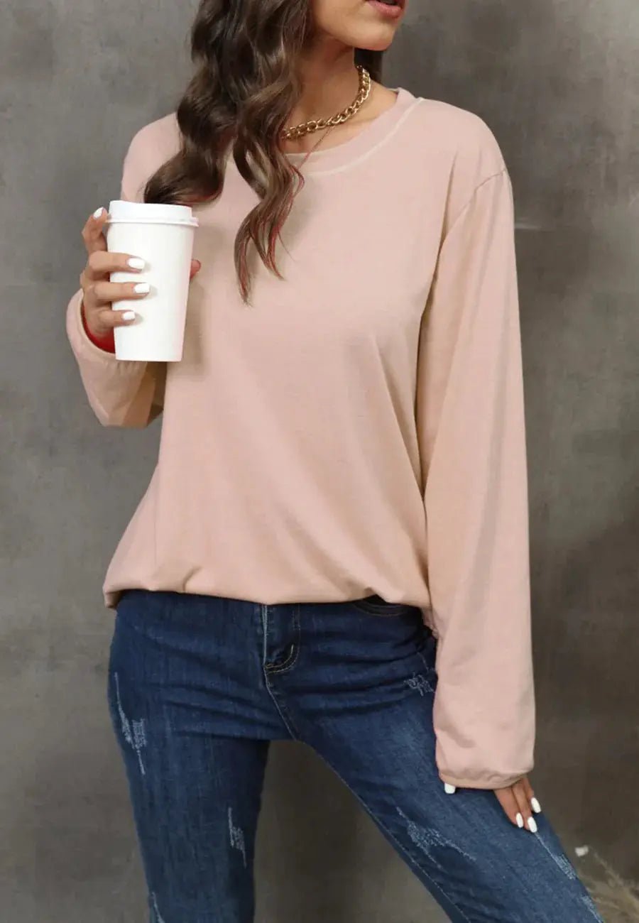 Round Neck Loose Fit Sweater - Get it from Bo