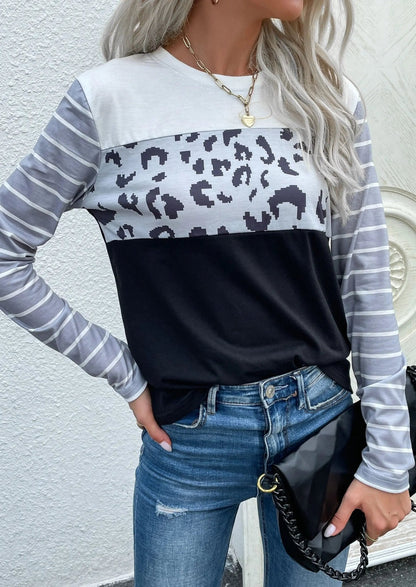 Round Neck Mixed Print Sweater - Get it from Bo