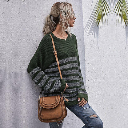 Round Neck Striped Light Sweater - Get it from Bo